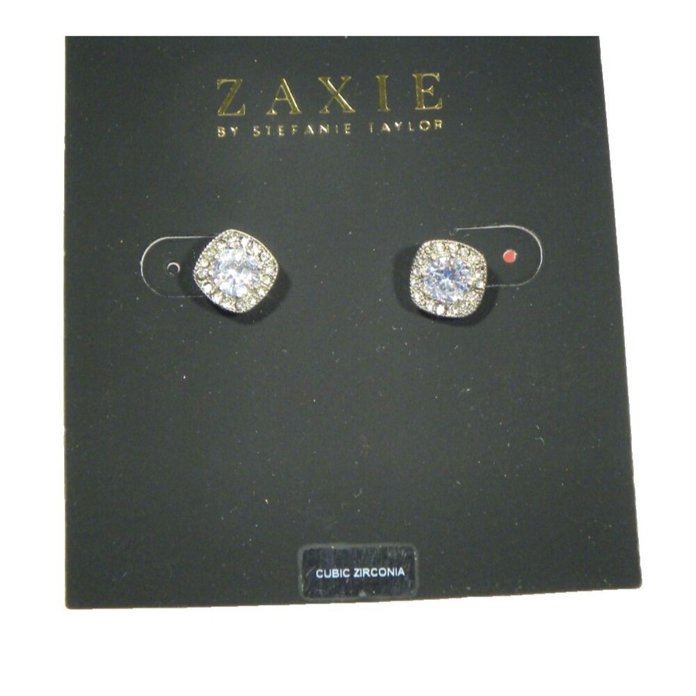 Cubic Zirconia Stud Earrings Rhinestone Zaxie Stephanie Taylor Square